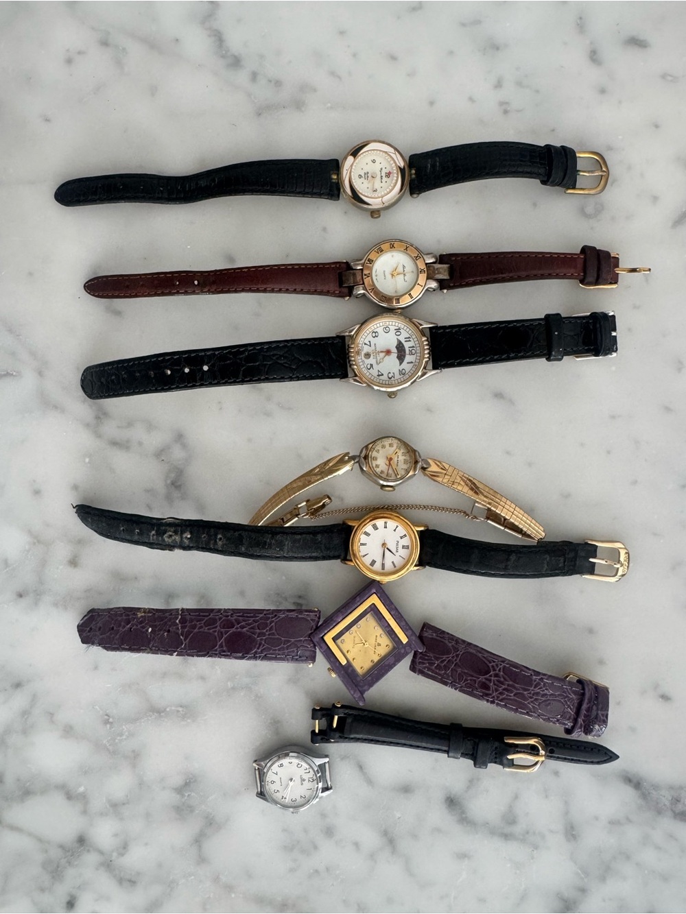 Women's Vintage Mixed Watch Lot Bundle Untested Eddie Bauer Pulsar Helbros More